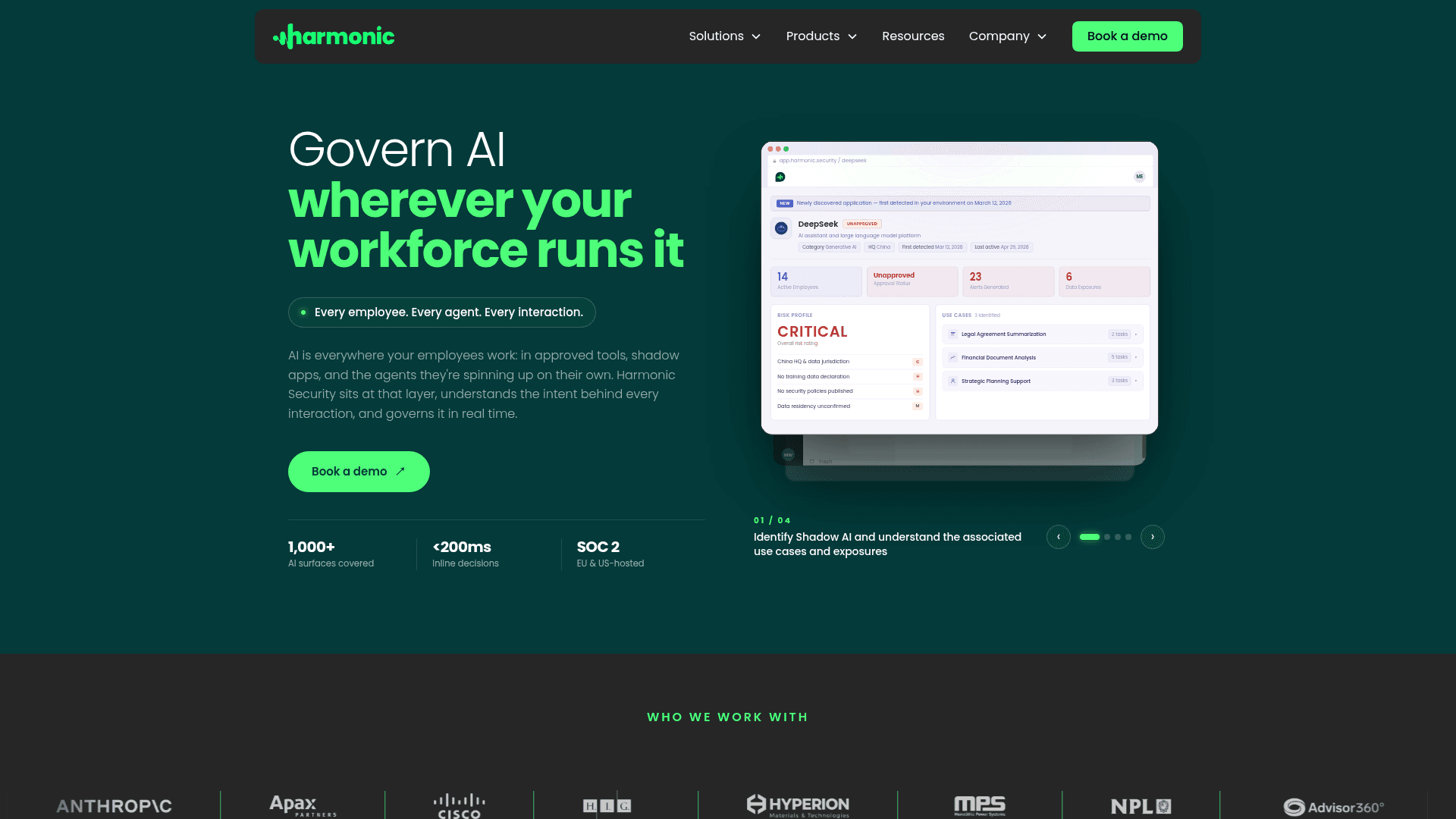 Harmonic Security homepage