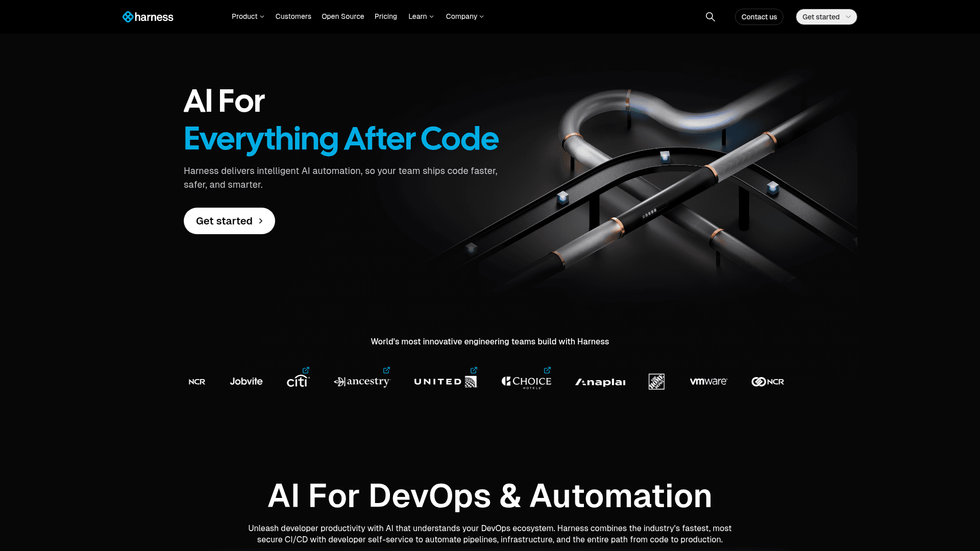 Harness homepage screenshot