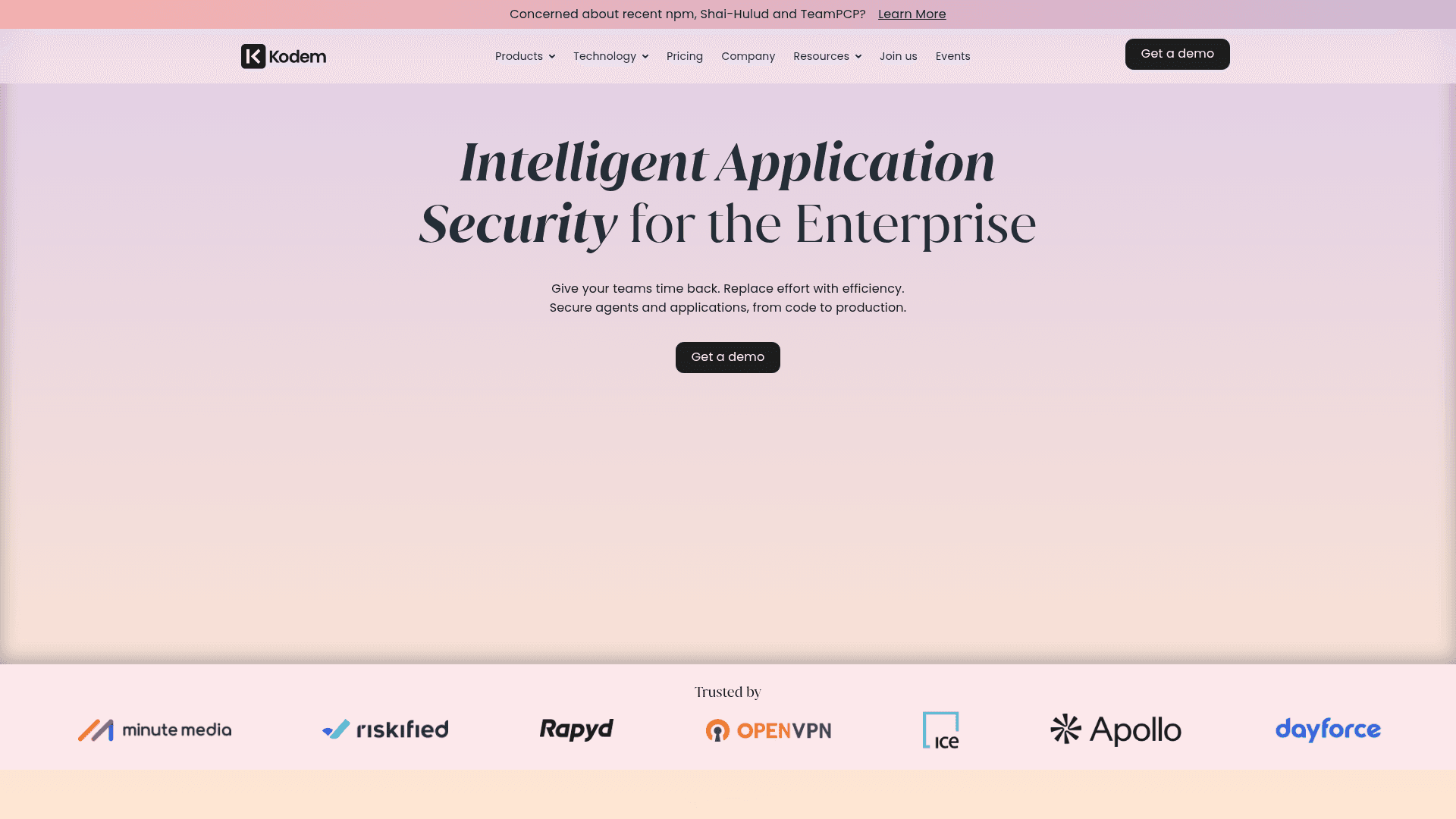 Kodem Security homepage