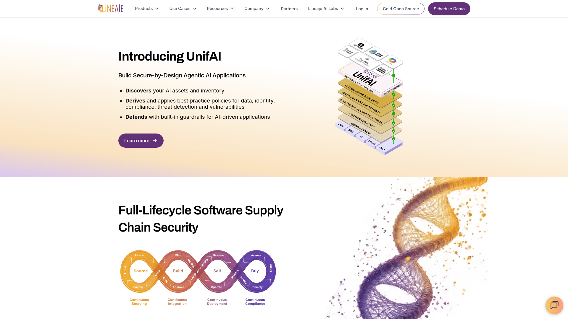 Lineaje homepage screenshot