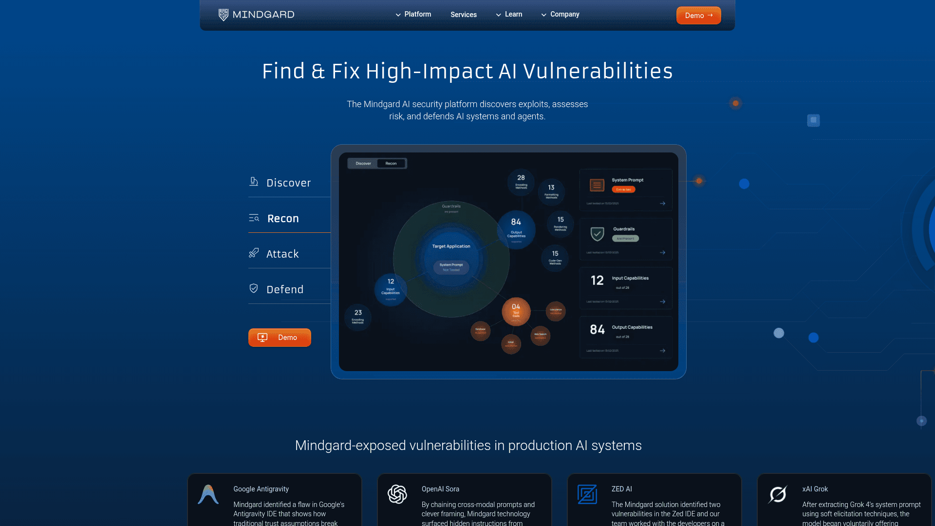 Mindgard homepage