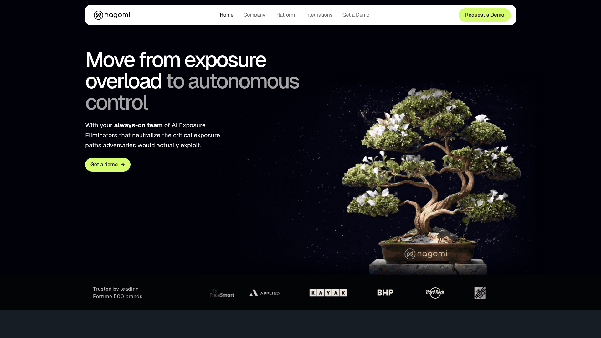 Nagomi Security homepage screenshot