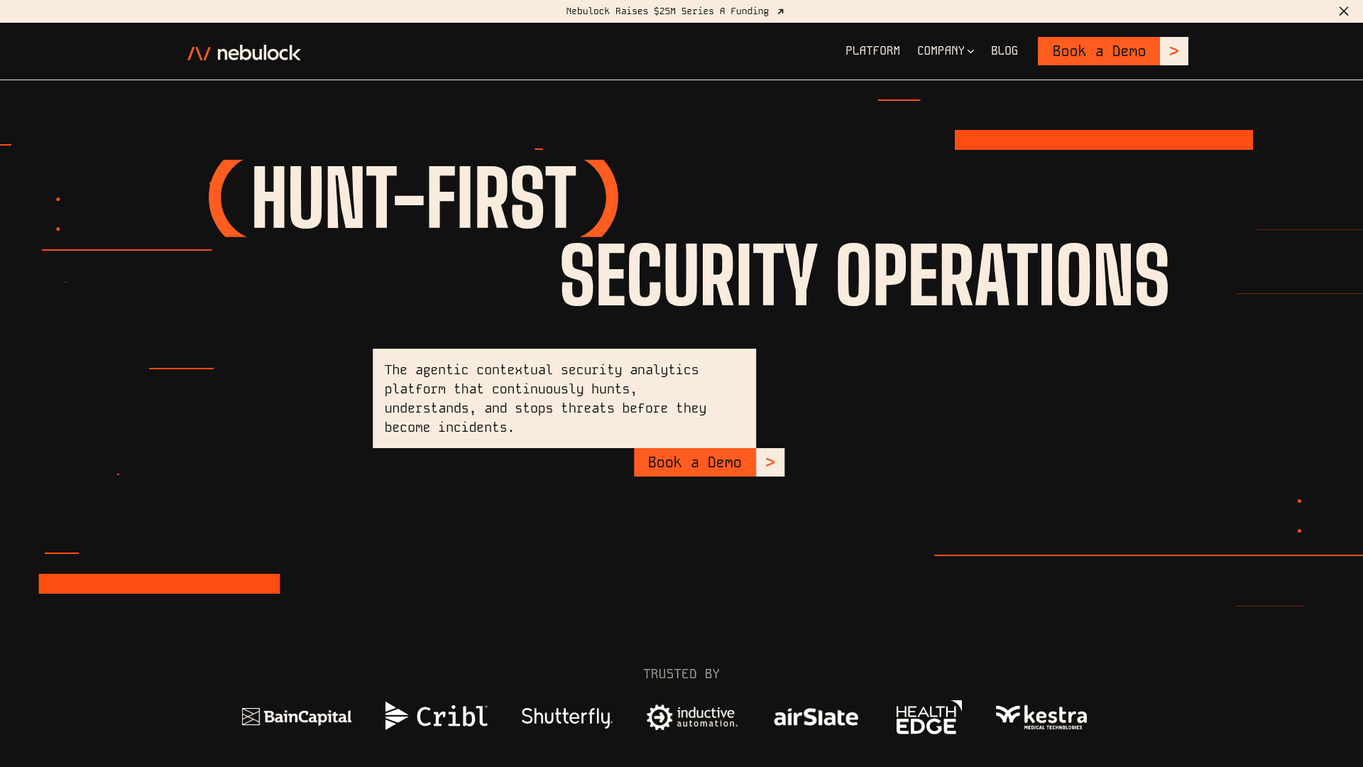 Nebulock homepage screenshot