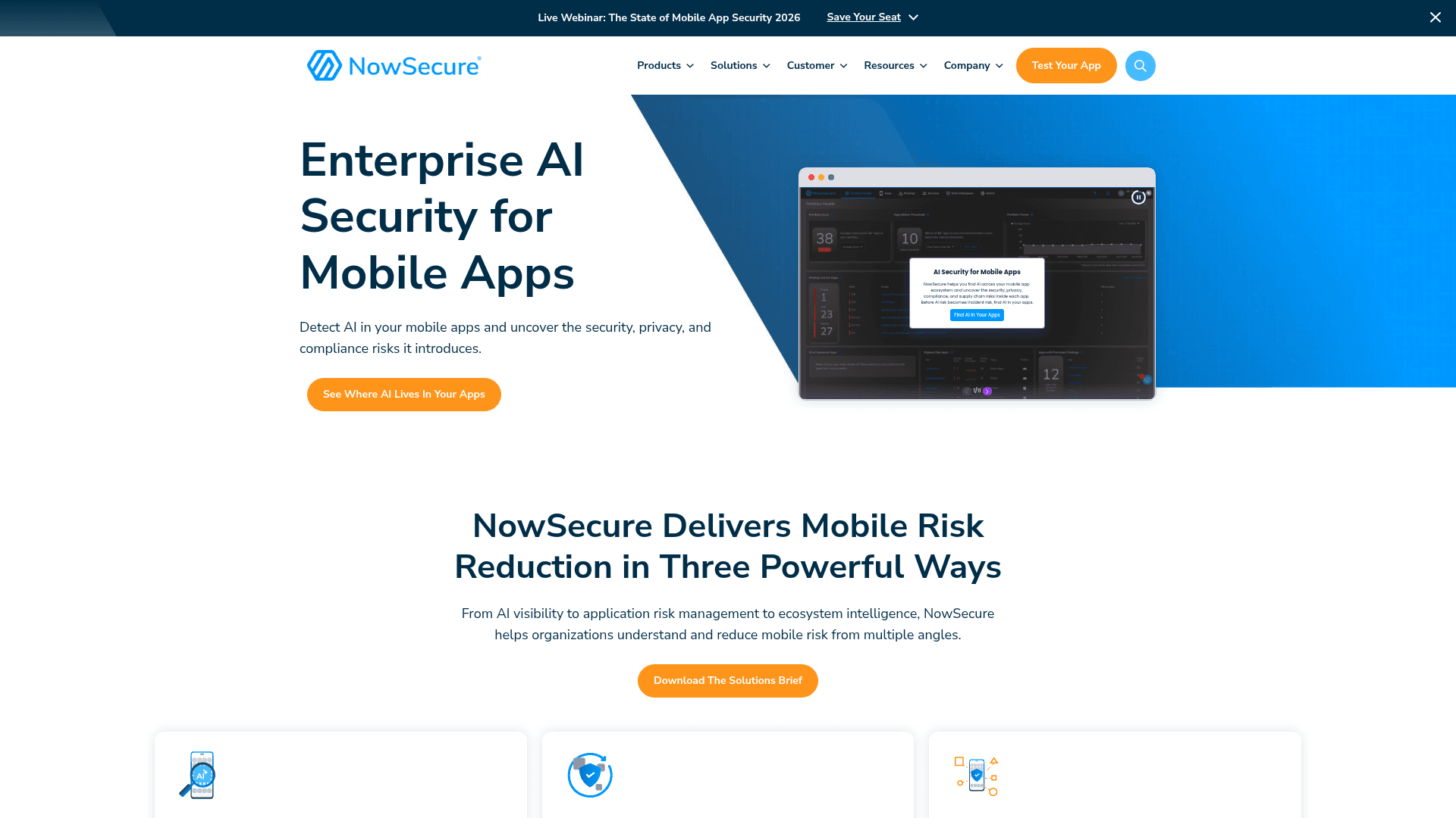 NowSecure homepage screenshot