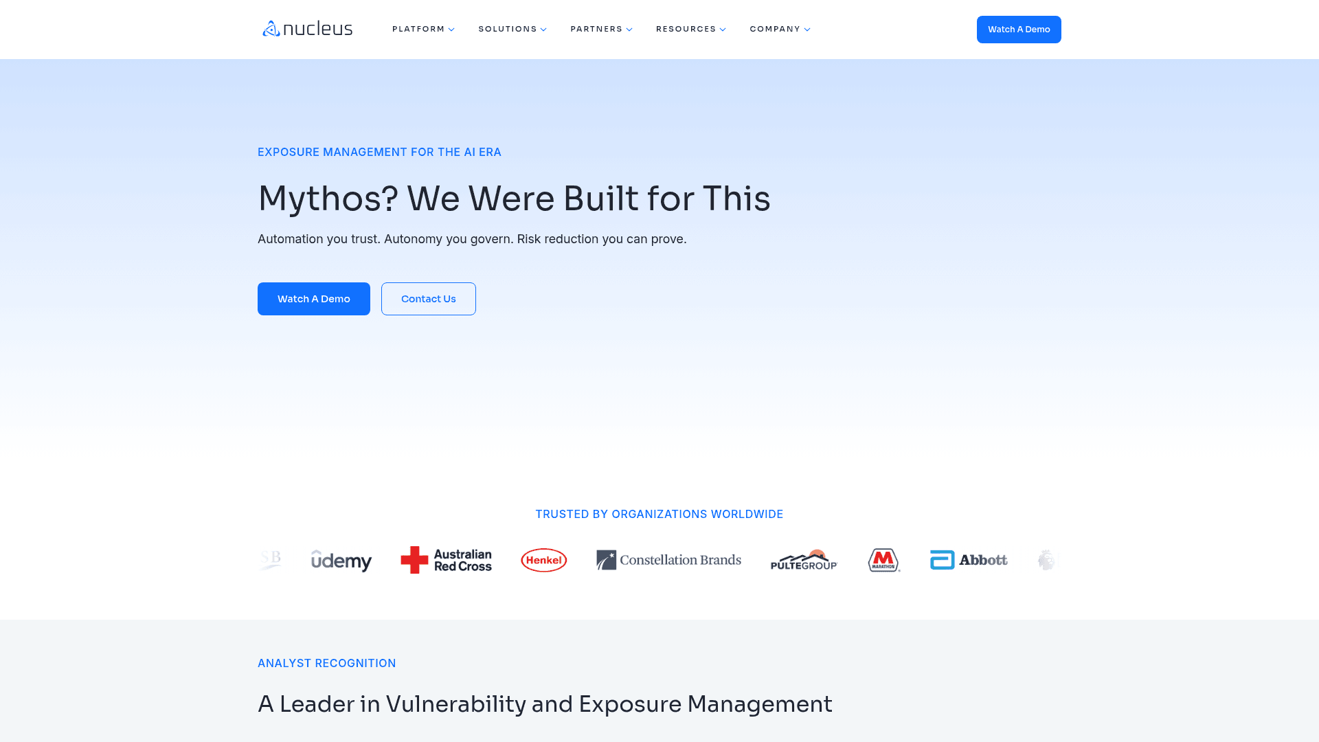 Nucleus Security homepage screenshot