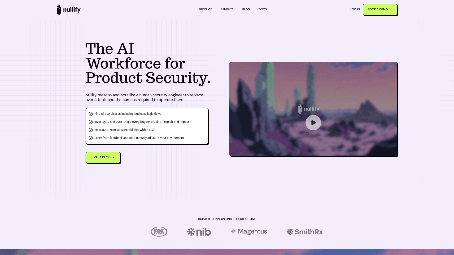 Nullify homepage screenshot