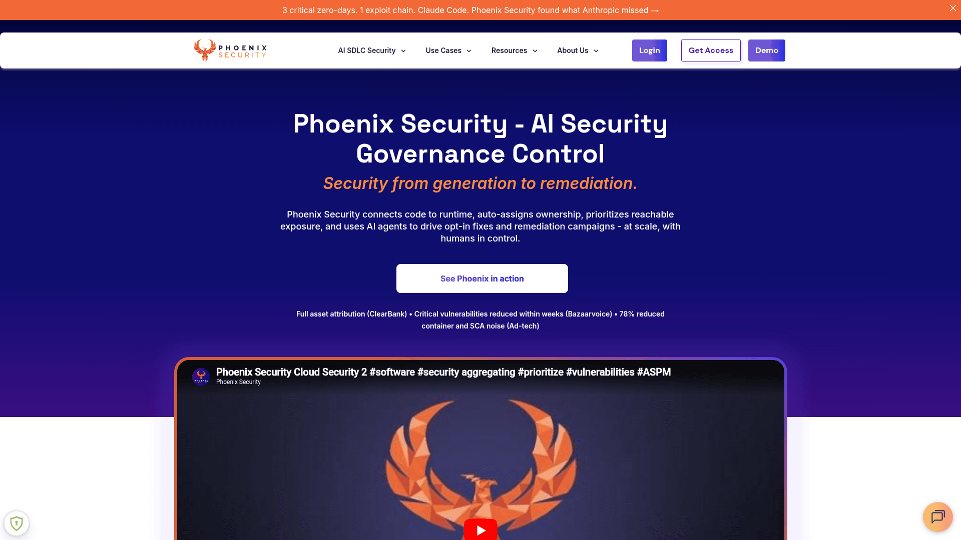 Phoenix Security homepage
