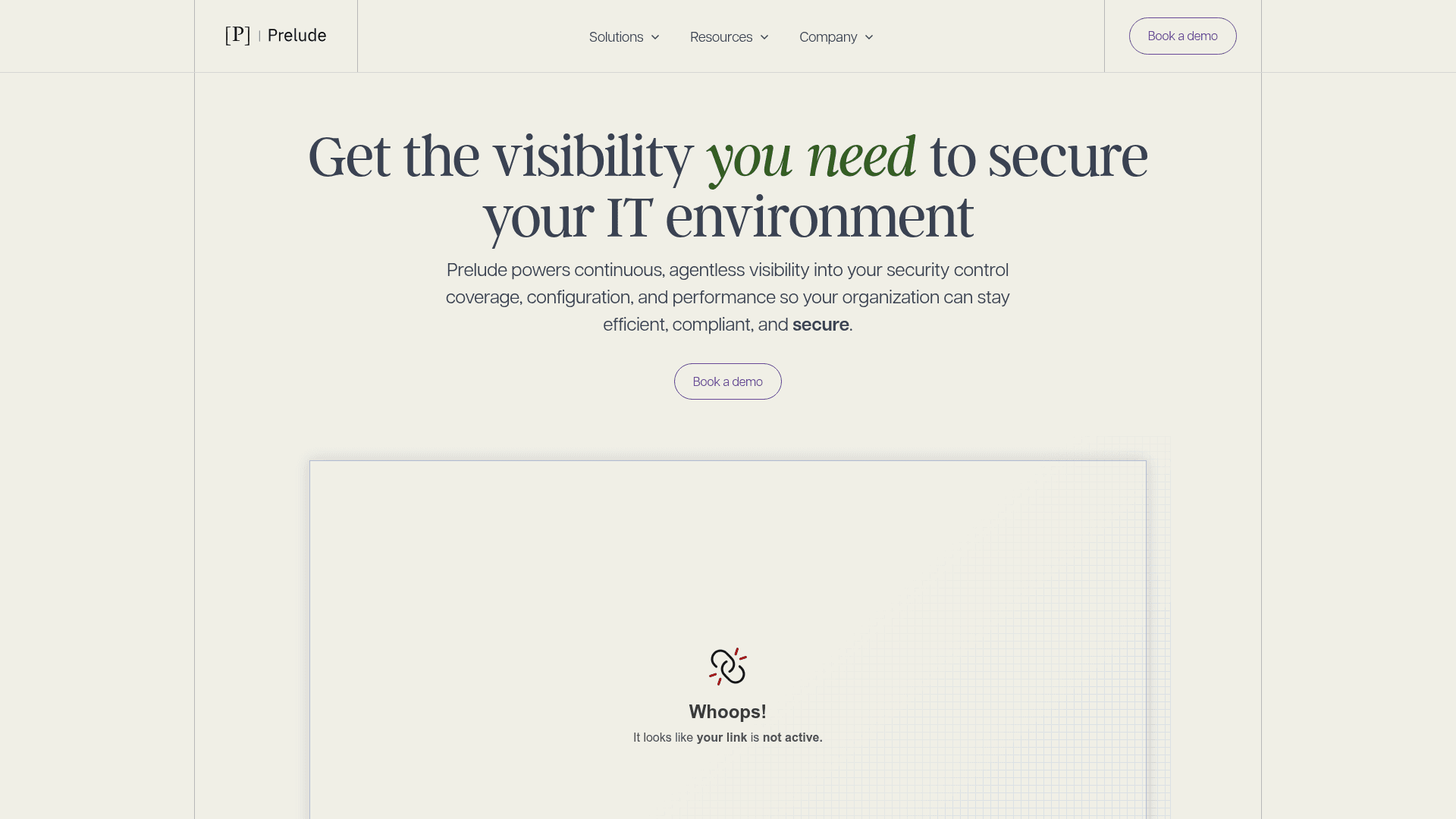 Prelude Security homepage screenshot