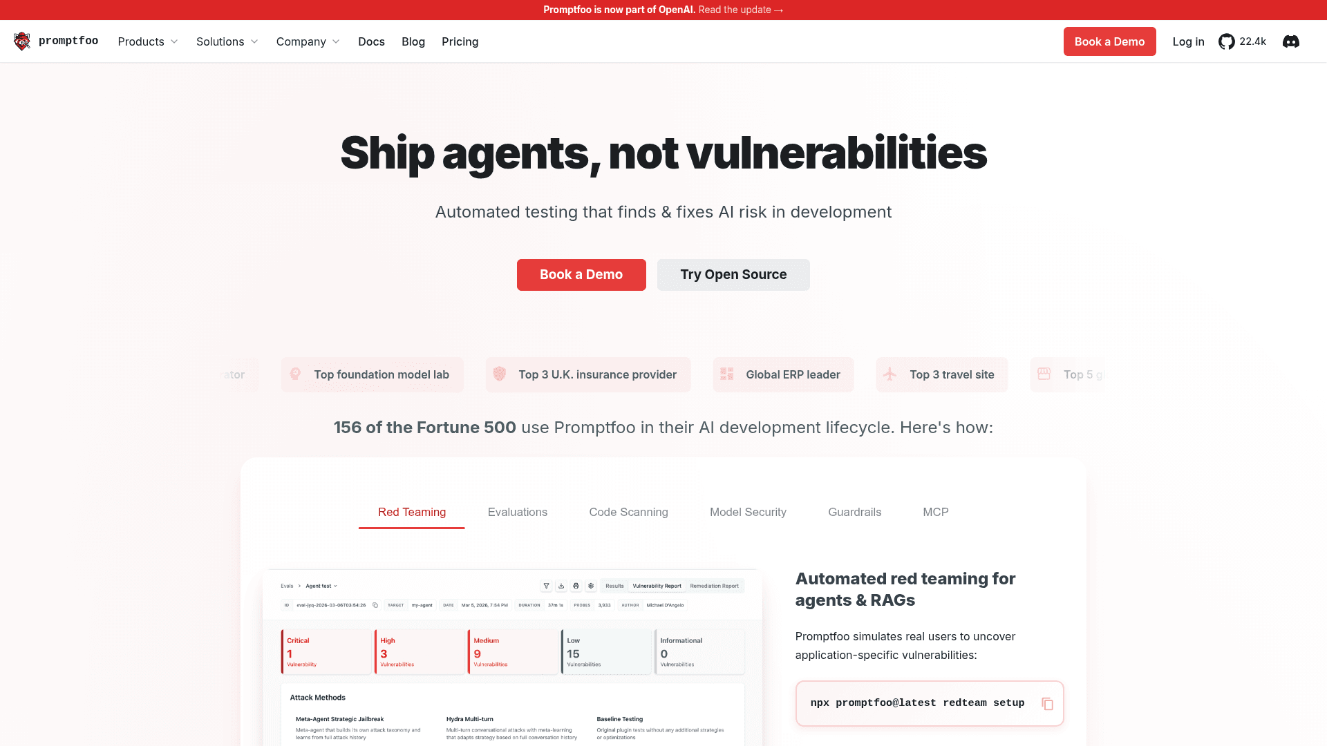 Promptfoo homepage