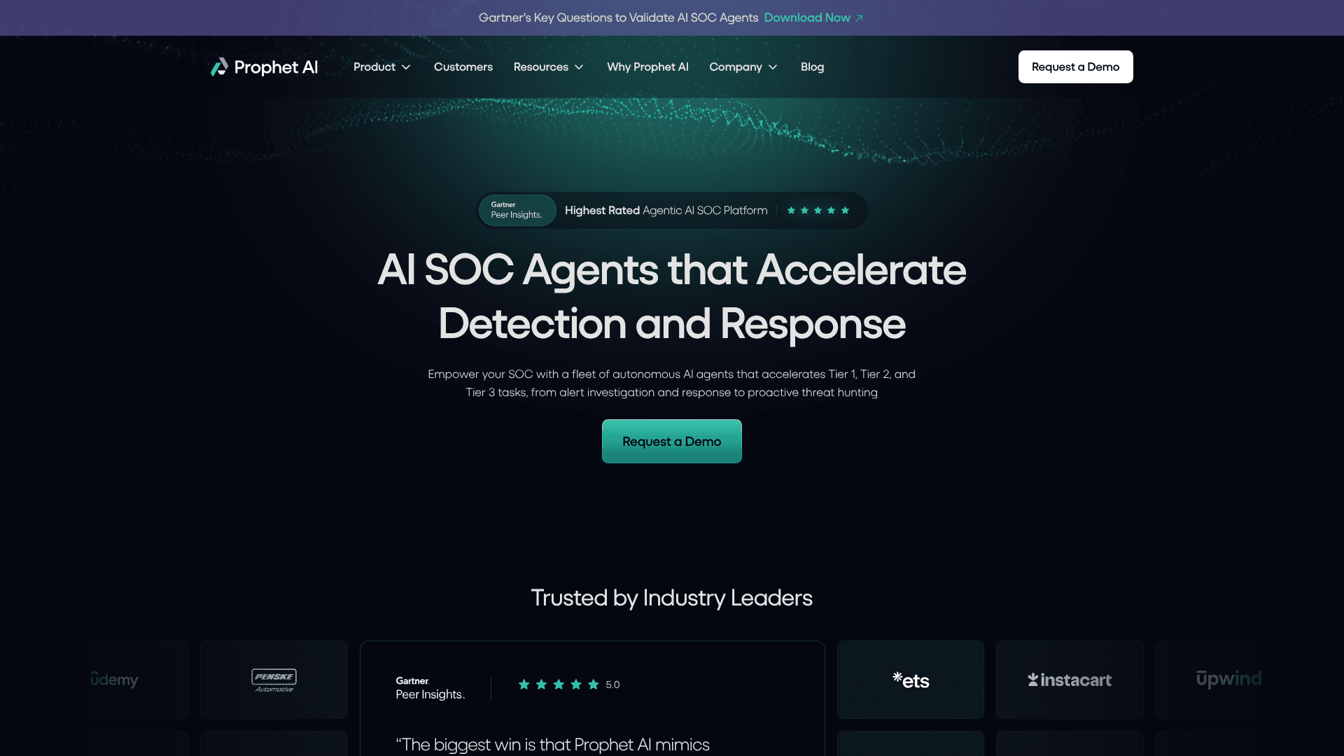 Prophet Security homepage screenshot
