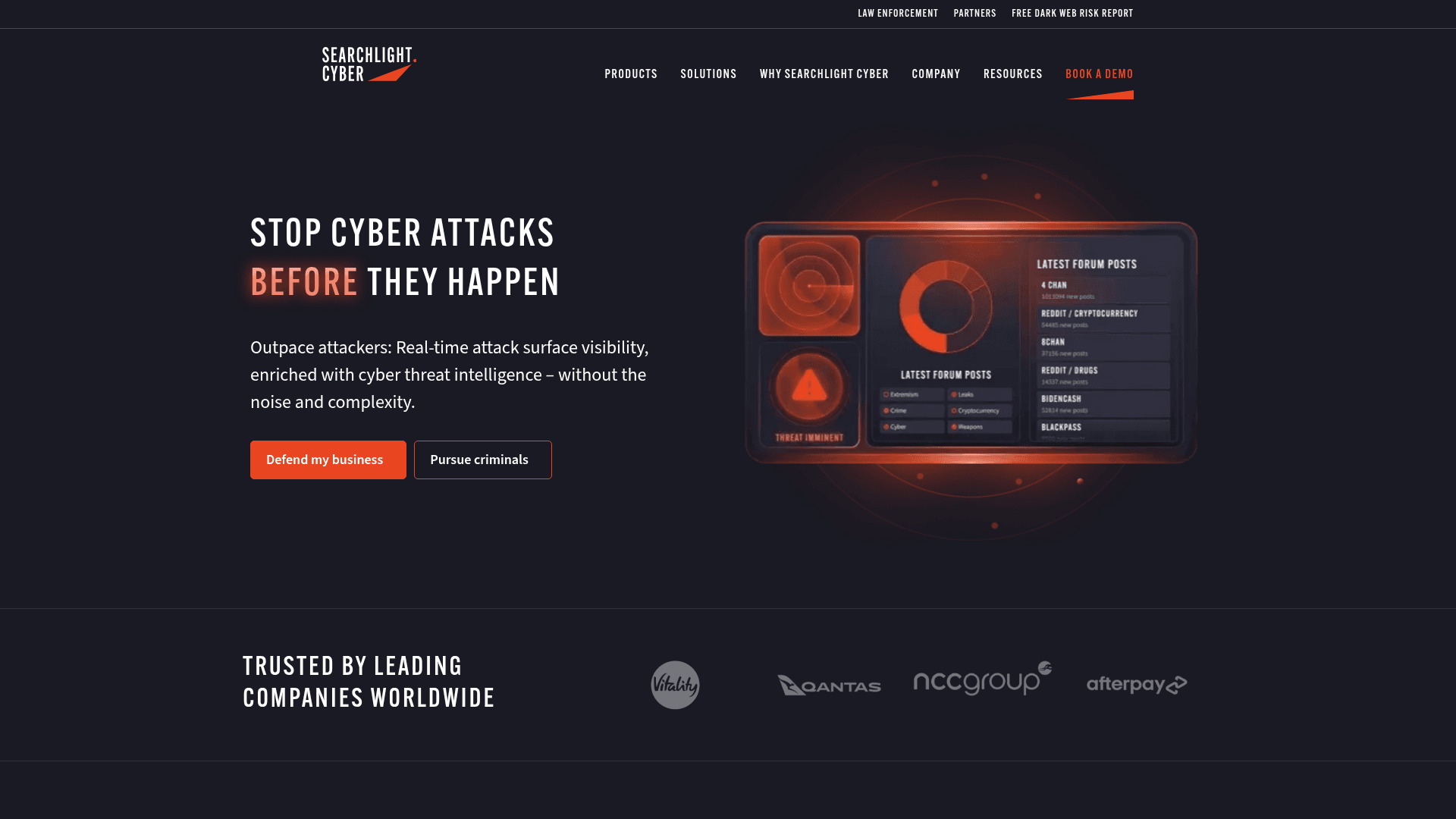 Searchlight Cyber homepage