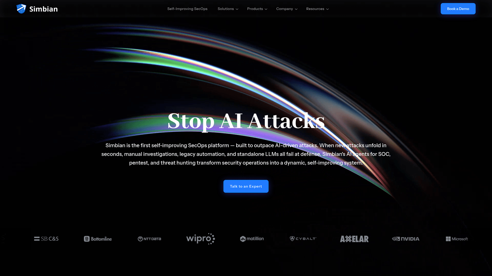 Simbian homepage screenshot