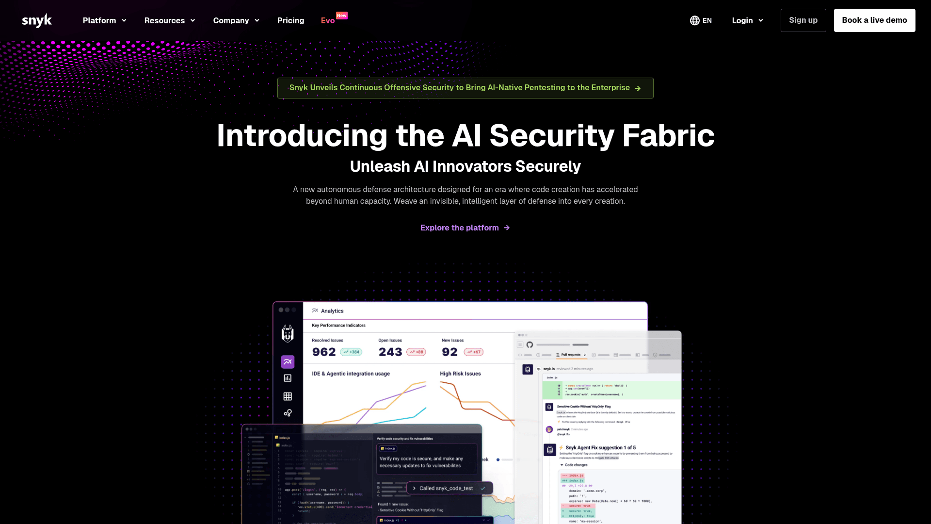 Snyk homepage screenshot
