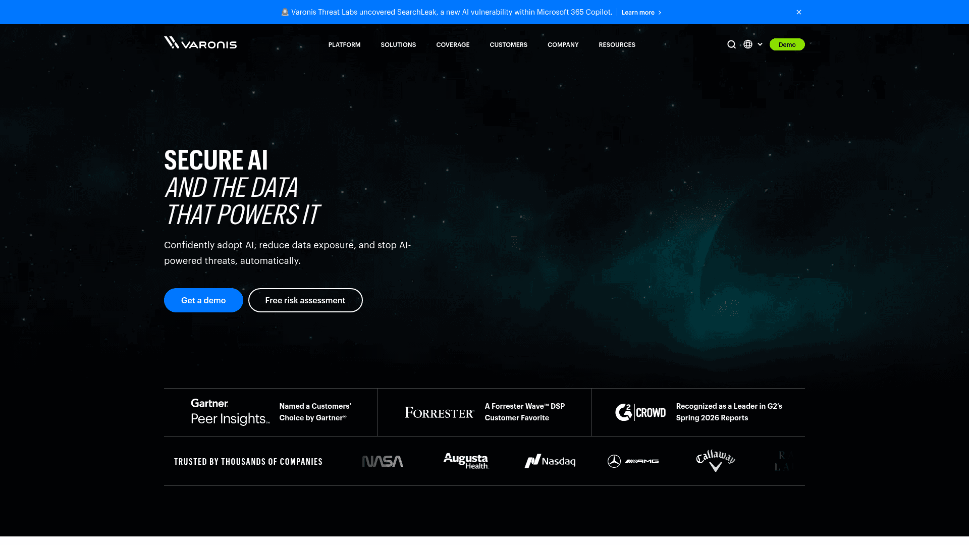 Varonis homepage screenshot