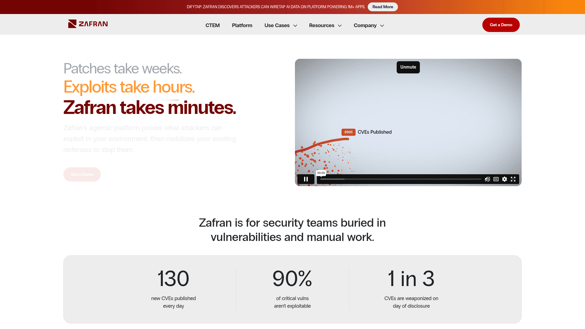 Zafran Security homepage